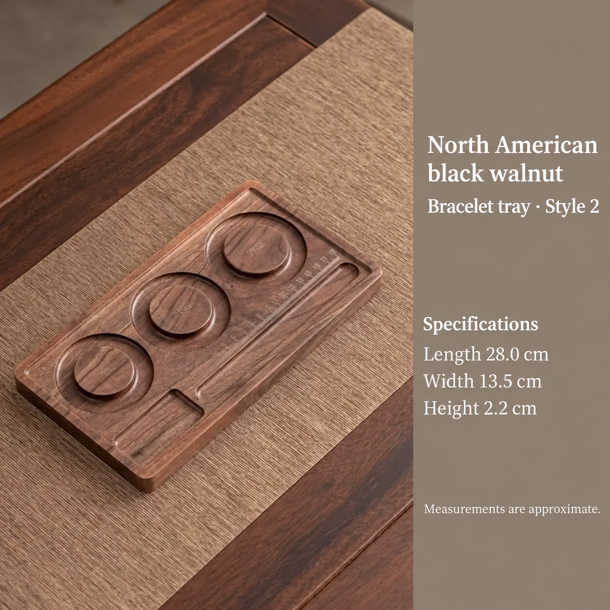 Valet tray — brown · three wells
