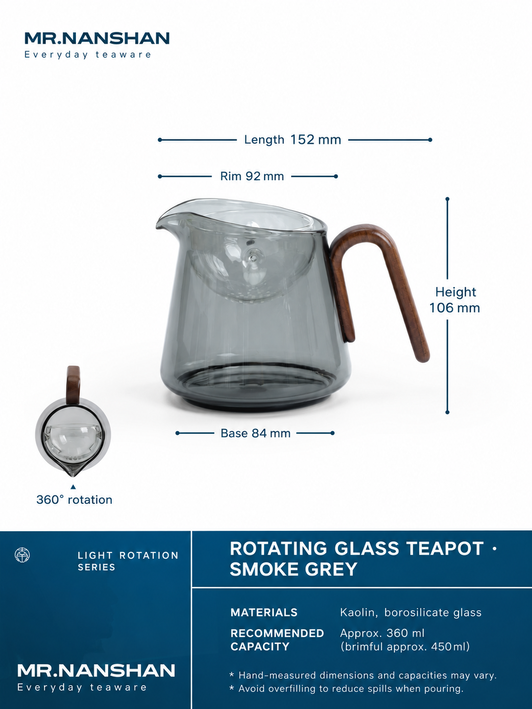 Glass infuser jug — smoky · grey