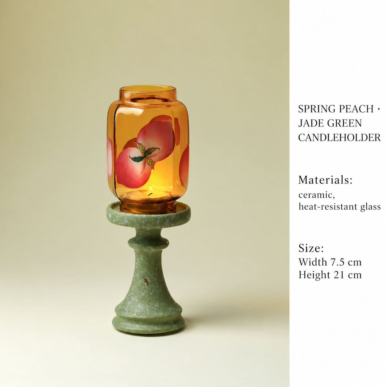 Candle holder — green · painted · lantern