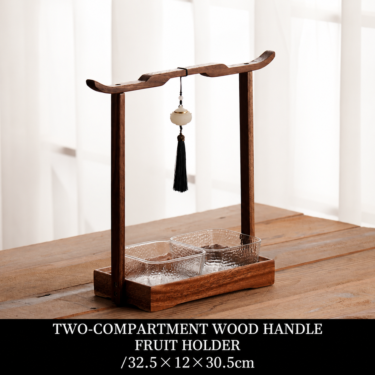 Serving bowl and stand set — brown · clear