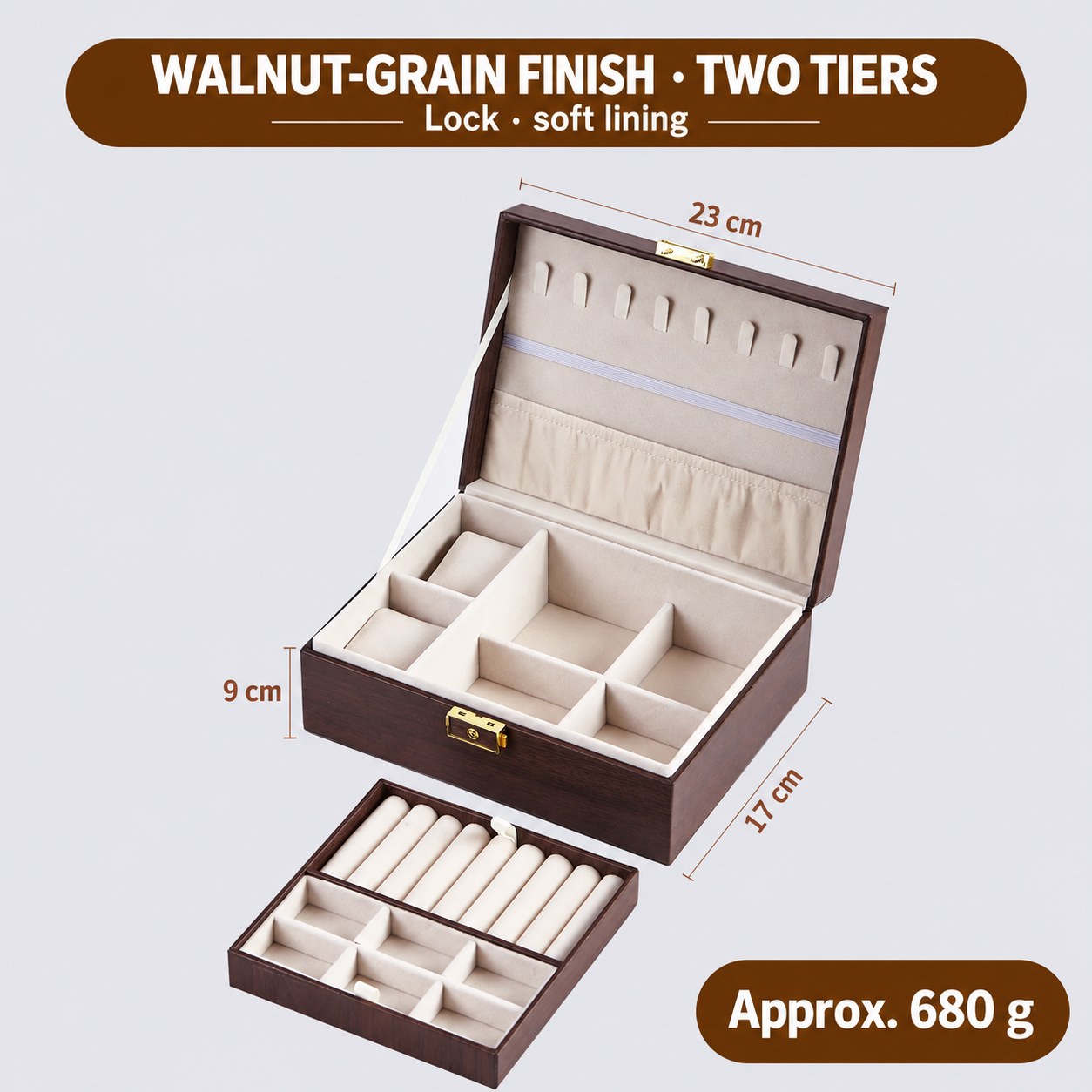 Jewellery case — ivory · two tiers