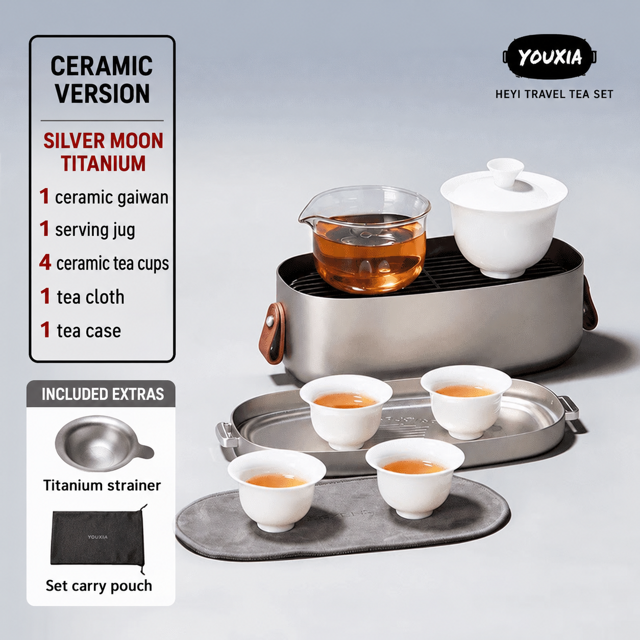 Travel tea set — white · gaiwan style