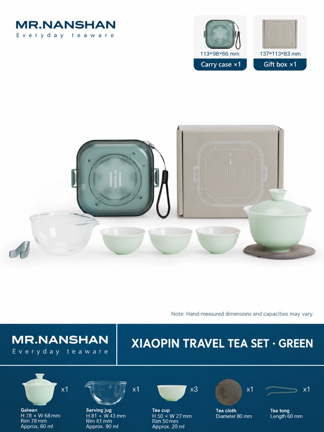 Travel tea set — pale · green · gaiwan style