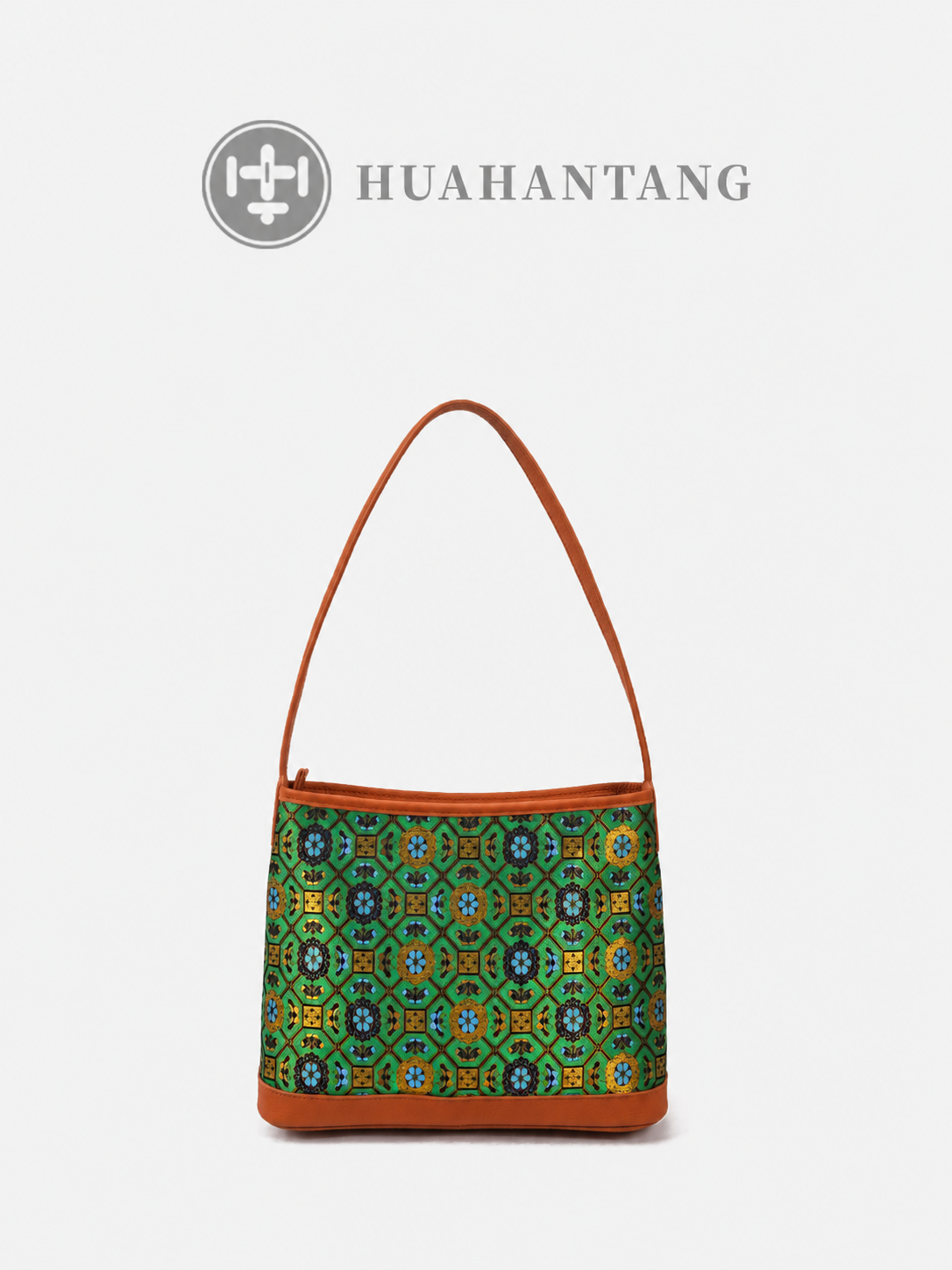 Shoulder bag — emerald · geometric