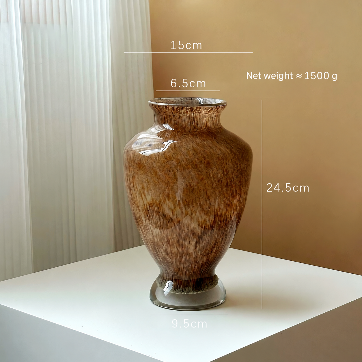 Vase — amber · mottled