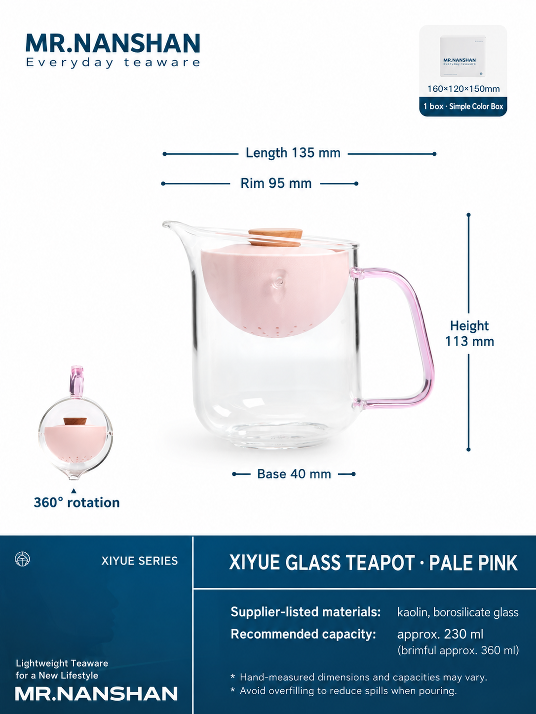 Glass infuser mug — pink