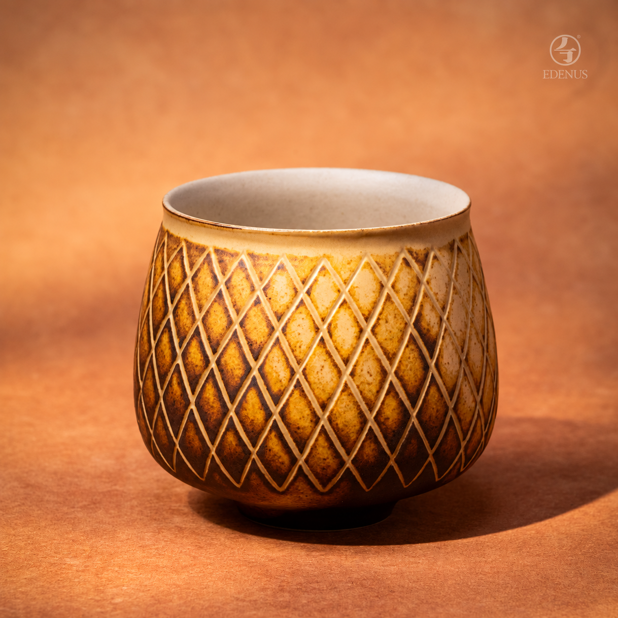 Tea cup — ochre · textured