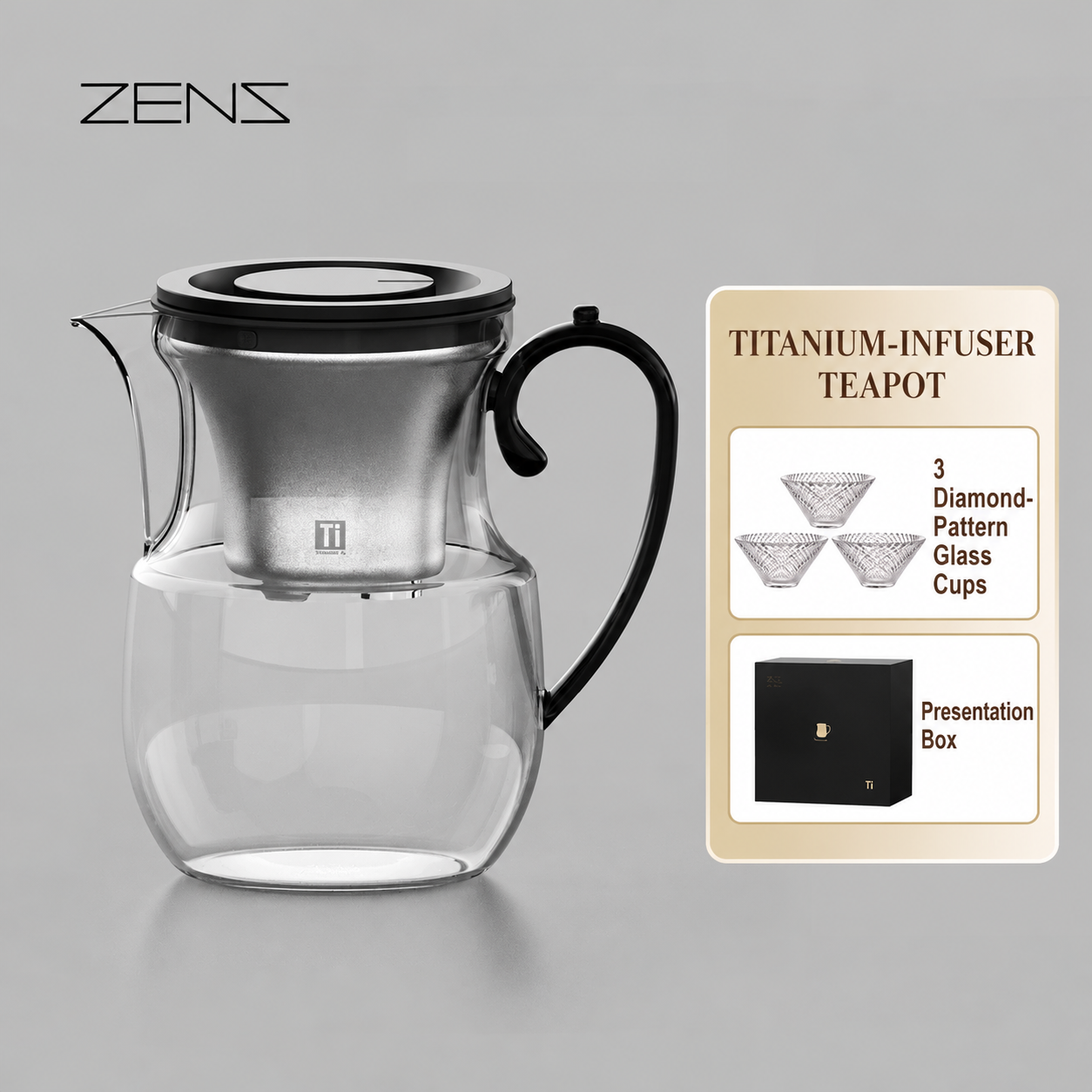 Glass tea set — clear · black