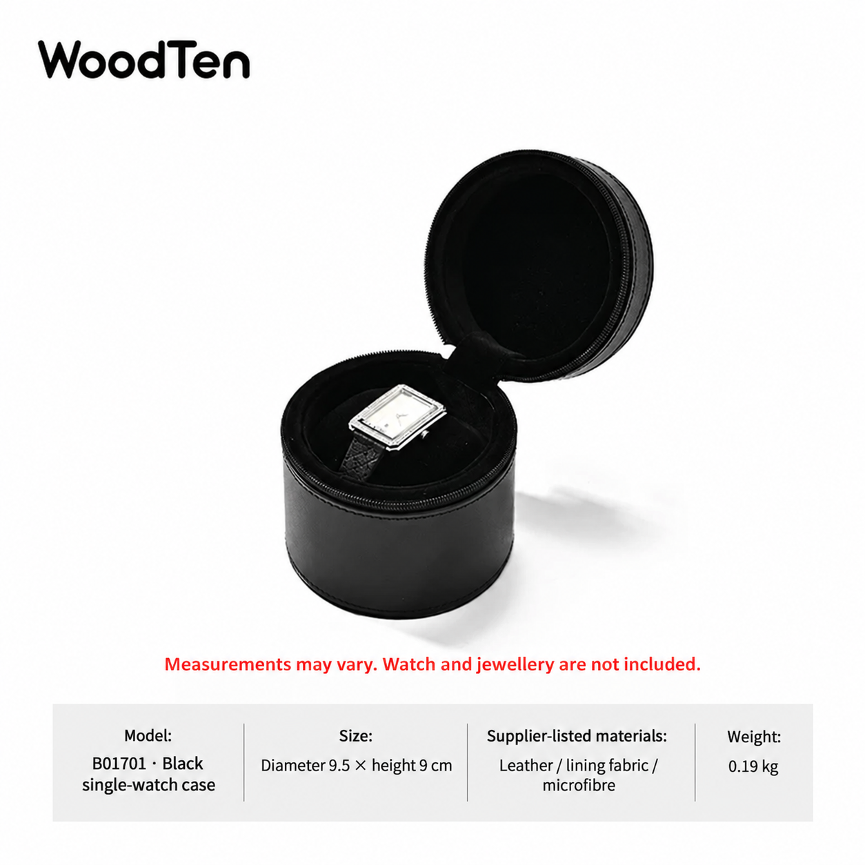 Watch case — black · round