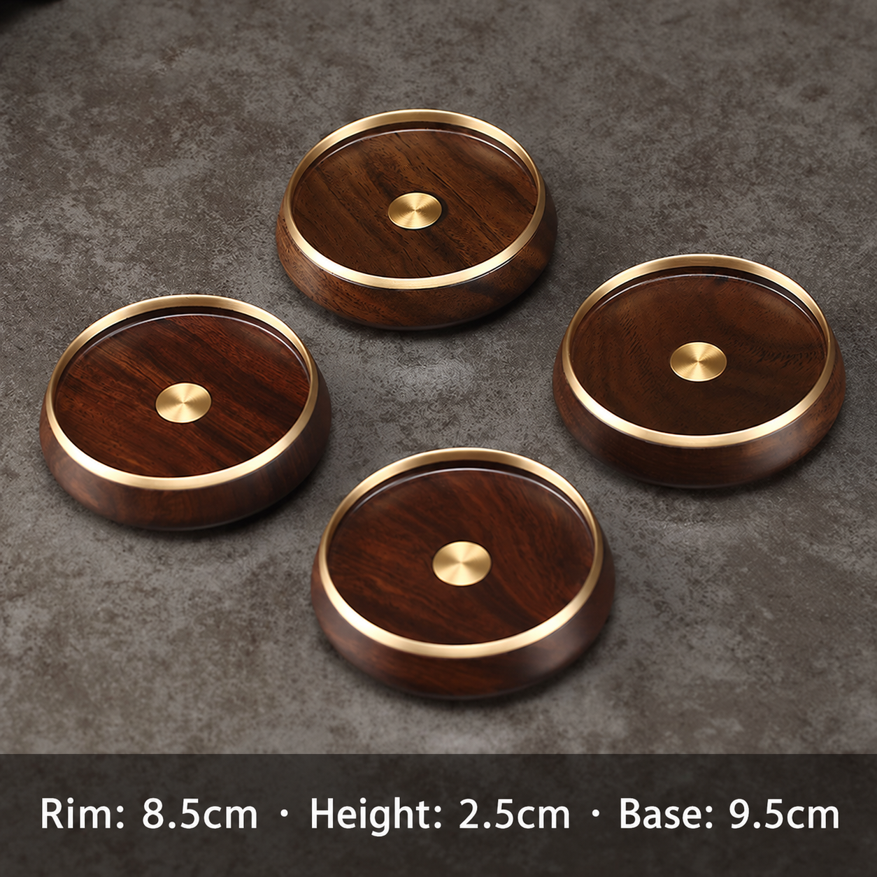Coaster set — brown · gold tone · rim