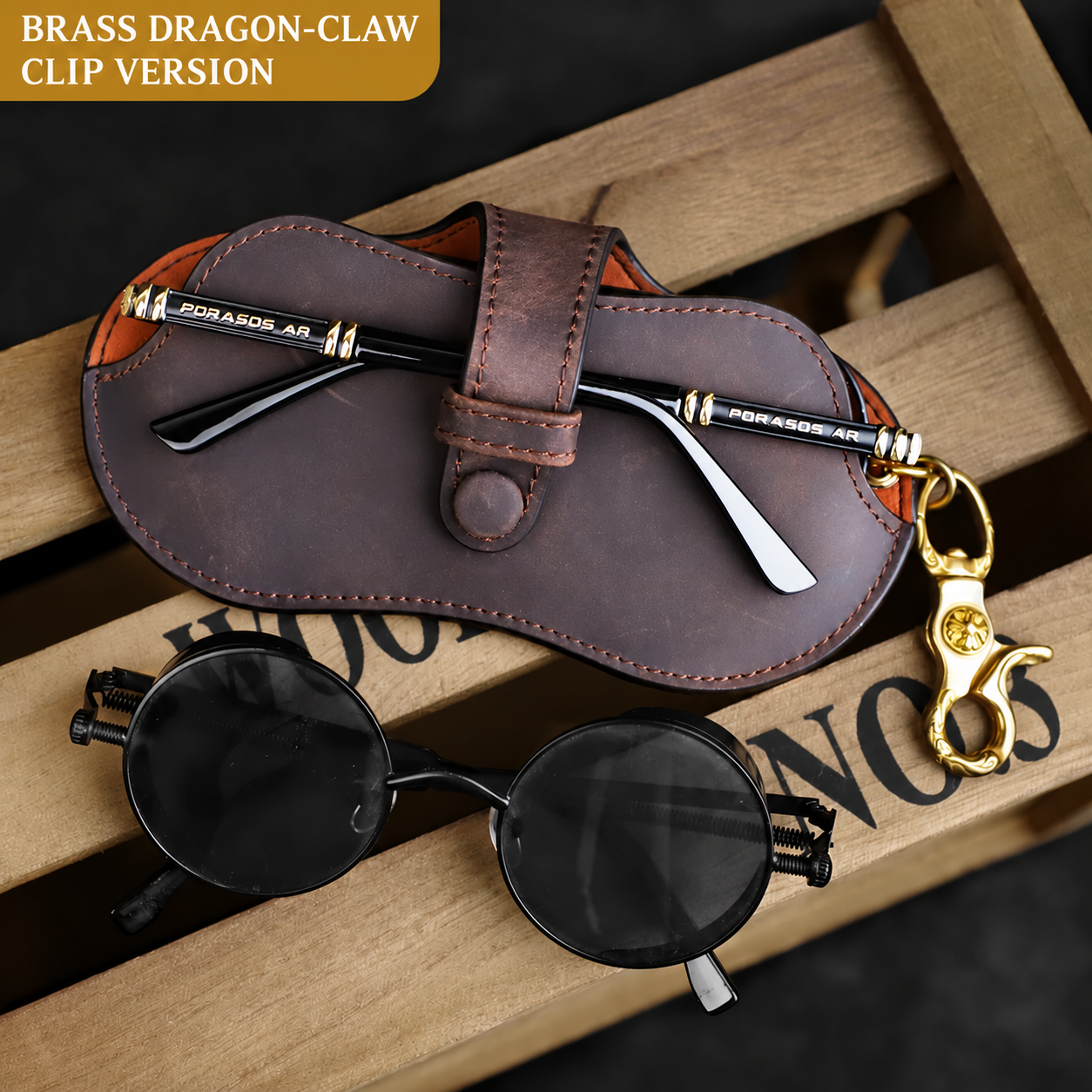 Glasses case — brown · clip