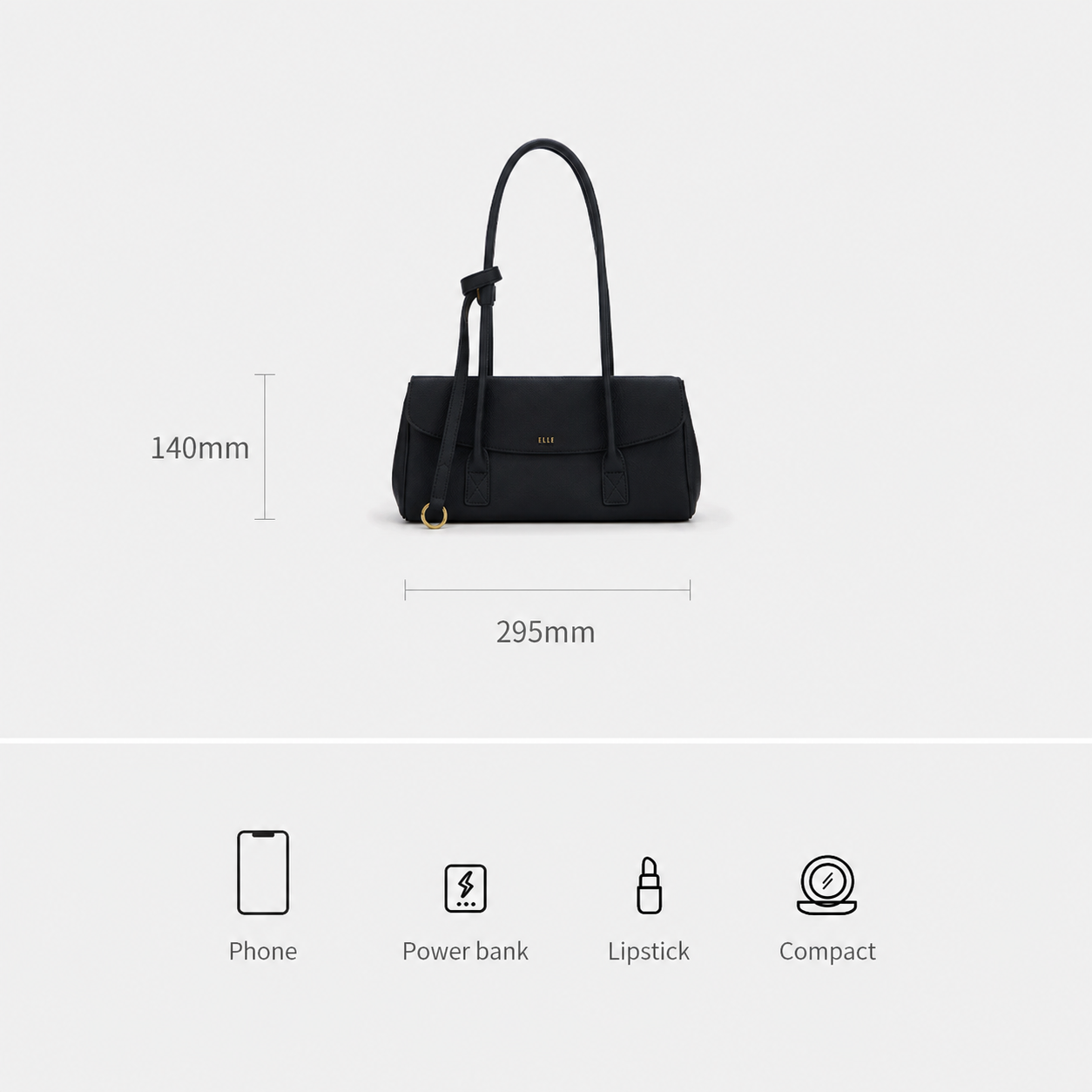 Shoulder bag — black · elongated