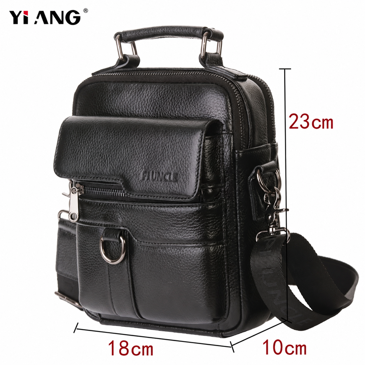 Crossbody bag — black · pocket detail