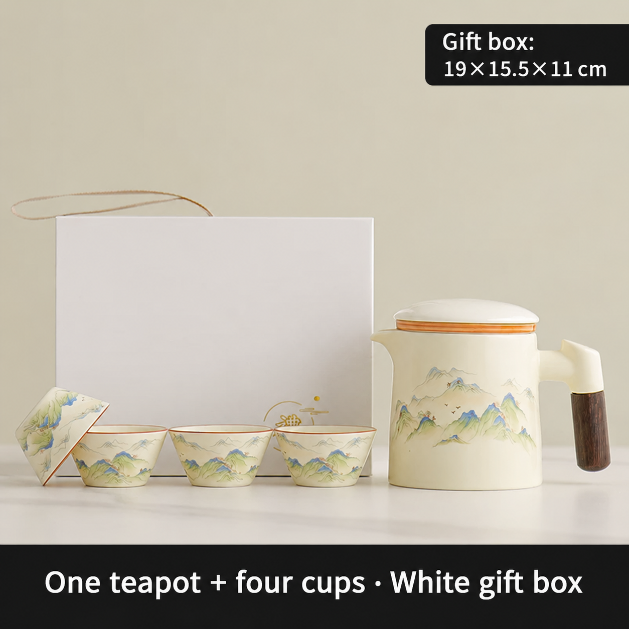 Travel tea set — ivory · landscape