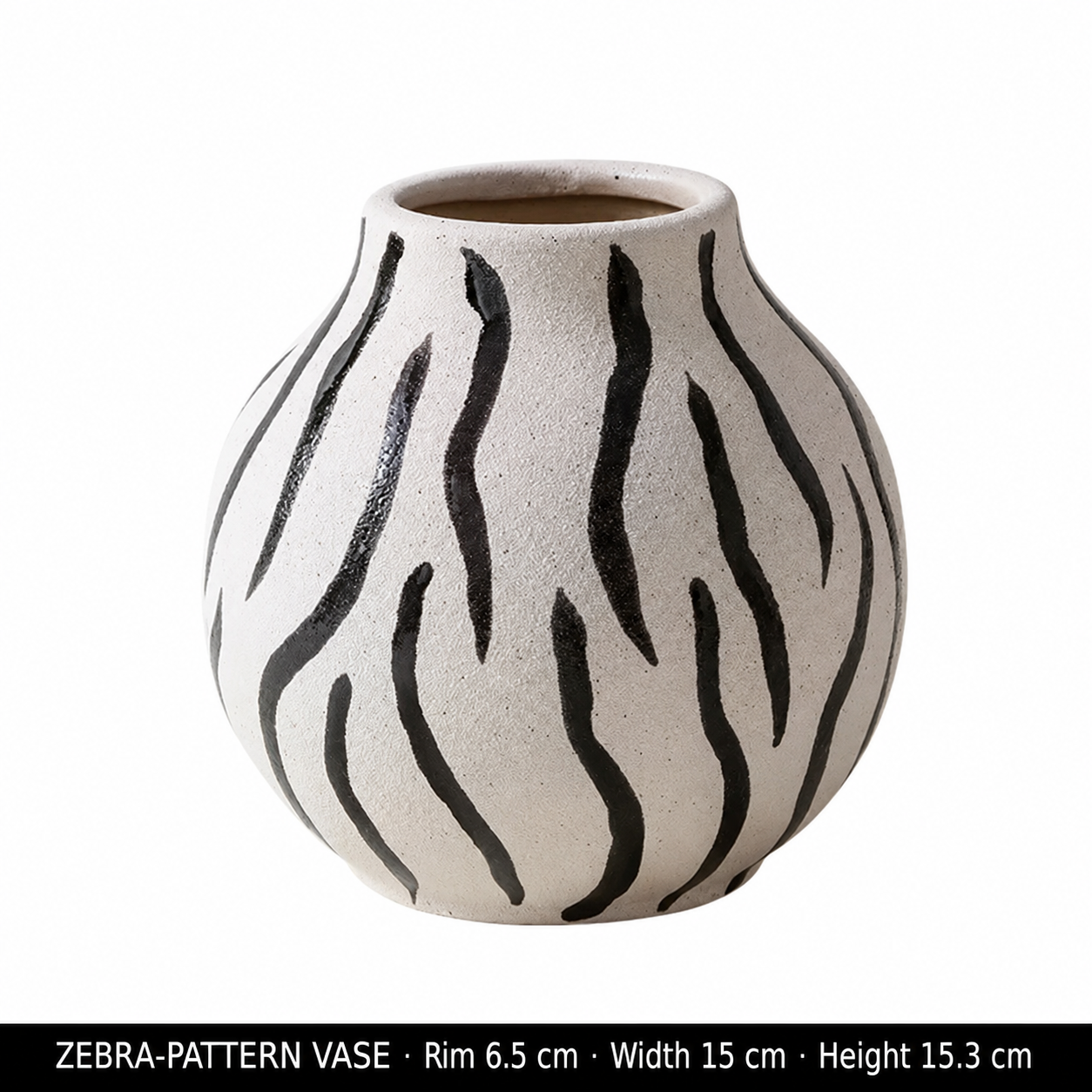 Vase — black · white · zebra pattern