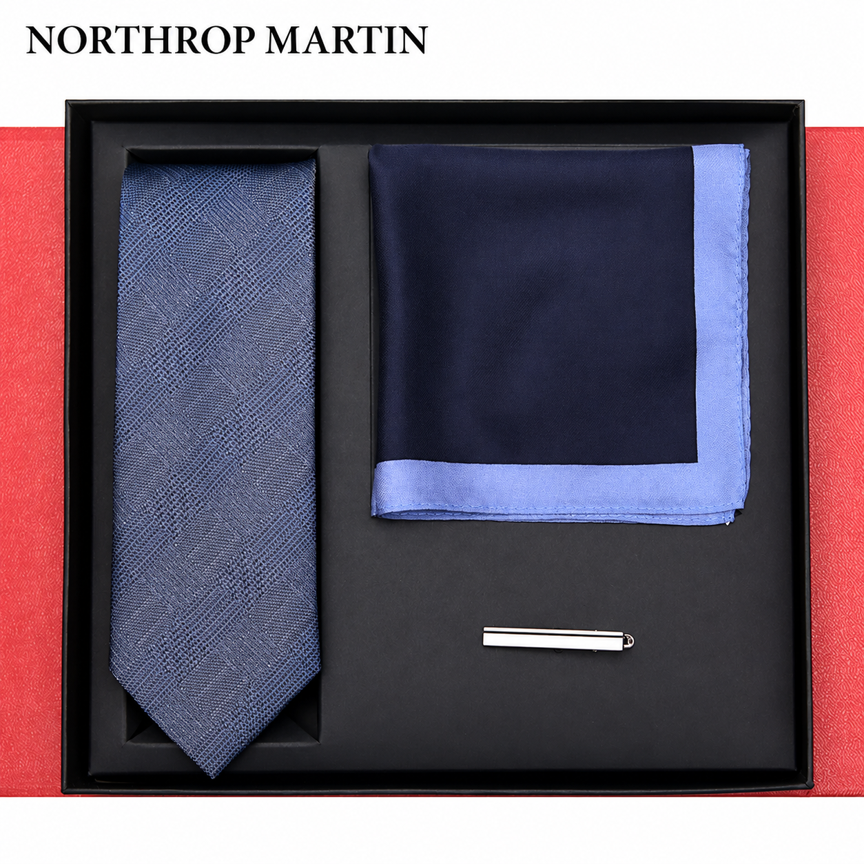 Tie accessory set — pale blue and navy