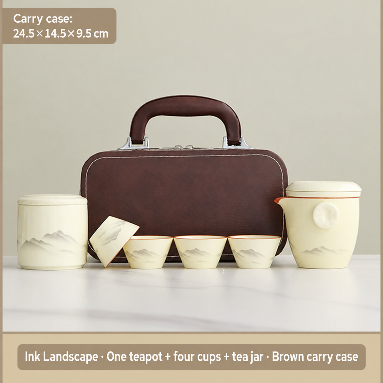 Travel tea set — cream · landscape